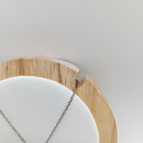 Treble Clef Heart Sterling Silver Diamond Chip Necklace music note - Picture 3 of 5